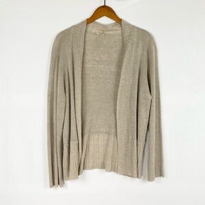 EILEEN FISHER Linen Open Front Cardigan Tan Long Sleeve Size‎ XL